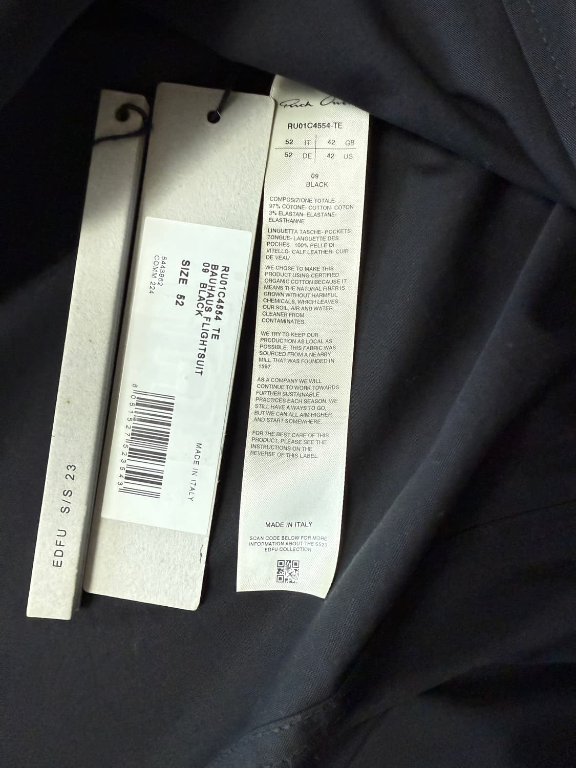 23s/s 릭오웬스 바우하우스 점프수트 52  상품이미지2