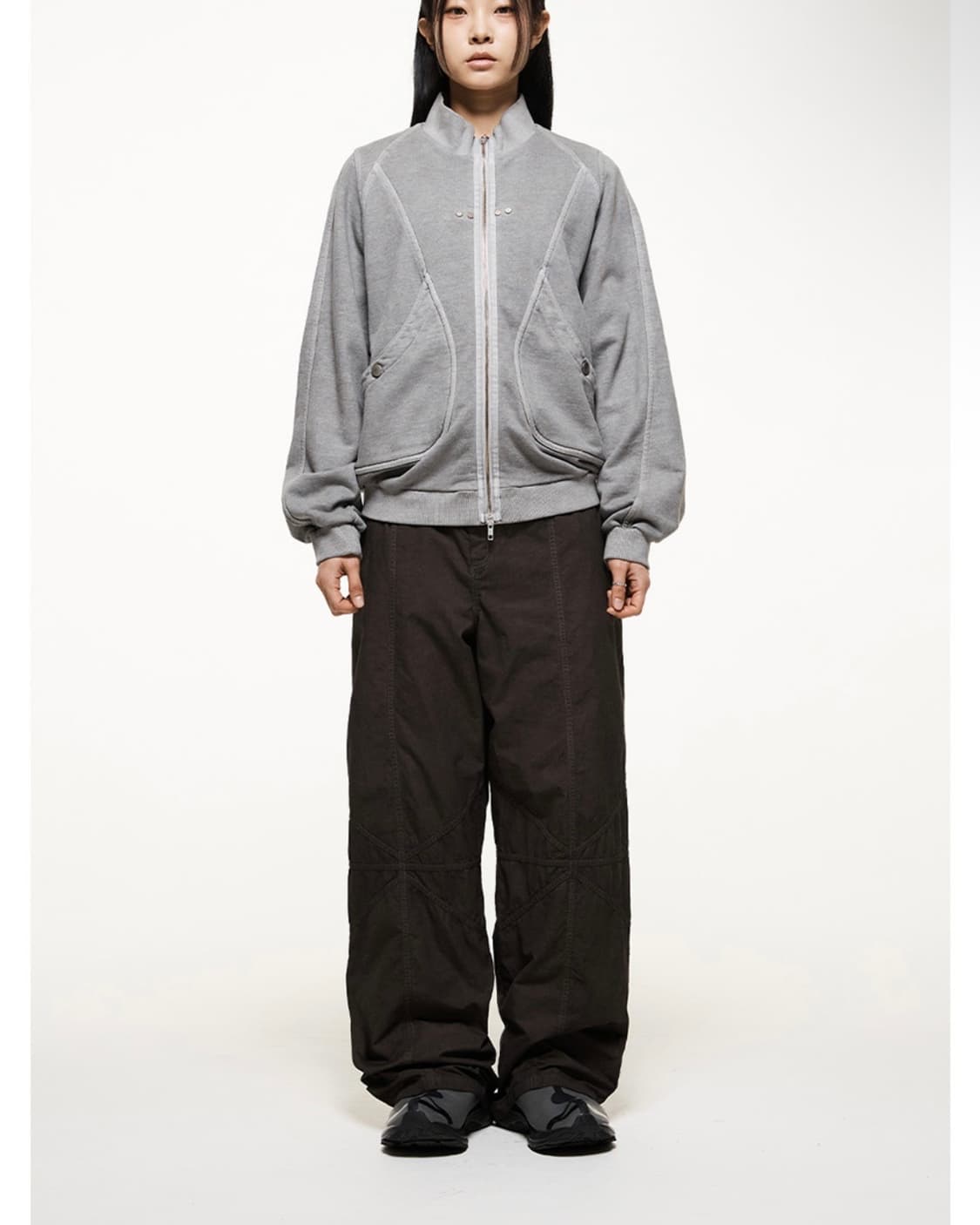 TCM vintage jersey zip-up (charcoal)  상품이미지2