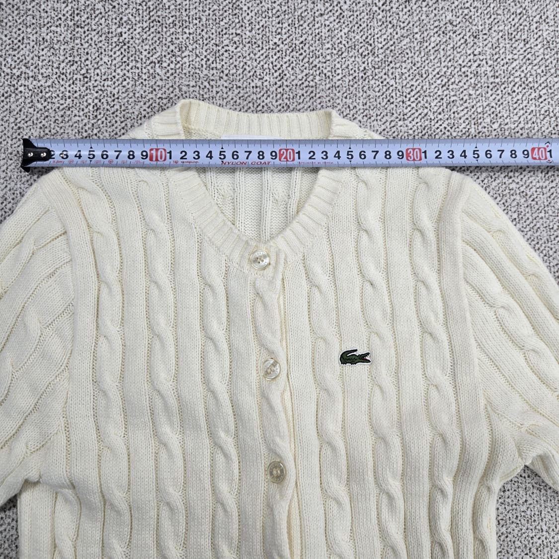 a0115 라코스테 케이블 반팔 가디건 아이보리 36 상품이미지4