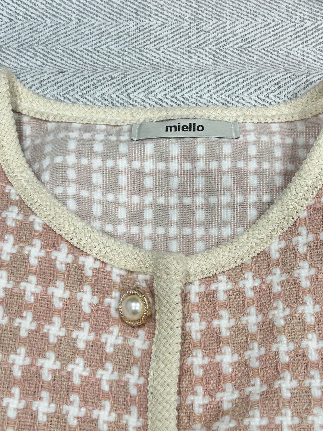 [F] 미엘로 인디핑크 하운드투스 트위드 자켓 가디건 여성 F 상품이미지4