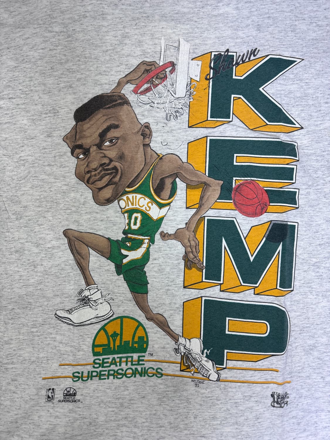 빈티지 90s NBA 시애틀 슈퍼소닉스 Shawn Kemp 캐릭터 L 상품이미지2