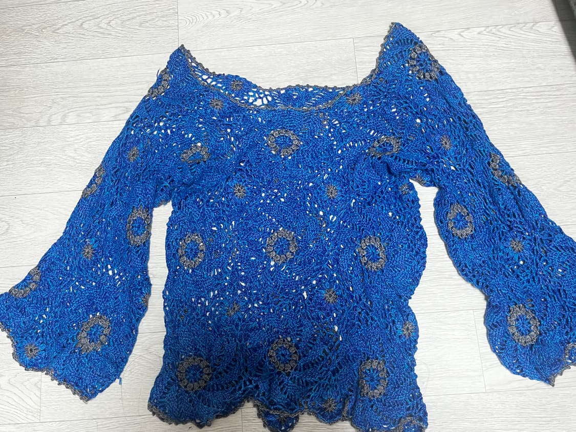 블루 크로셰 뜨개 니트 상품이미지1