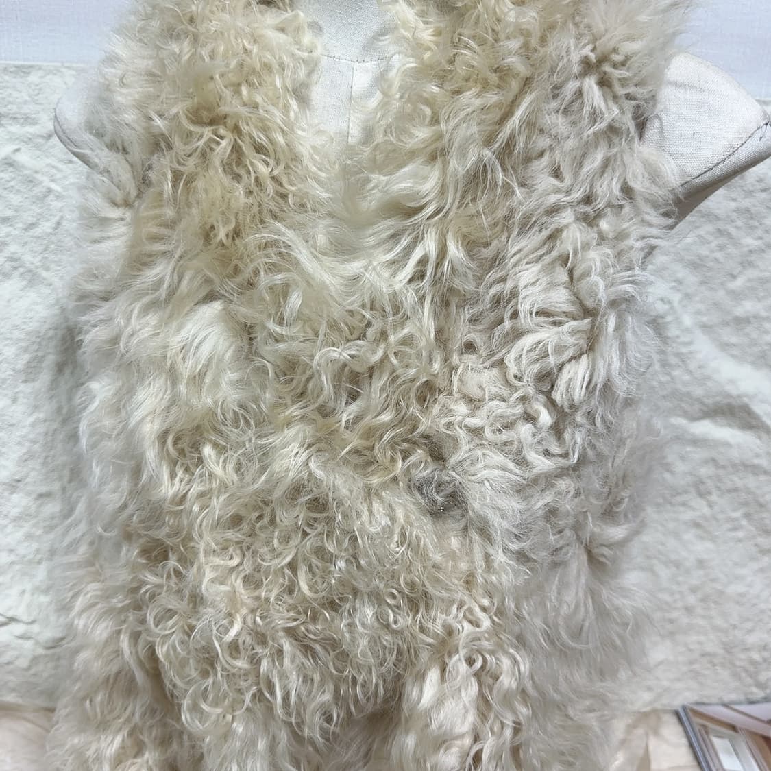 빈티지 베이지 양털 토스카나 양가죽 조끼 베스트 상품이미지3