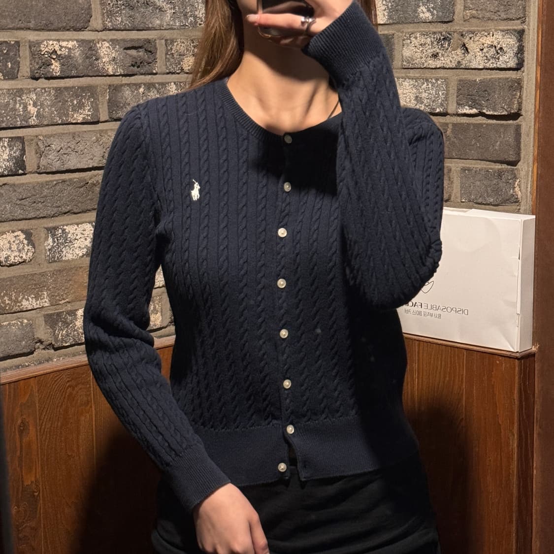 XS) 폴로 랄프로렌 코튼 케이블 꽈배기 가디건 네이비 보이즈 상품이미지8