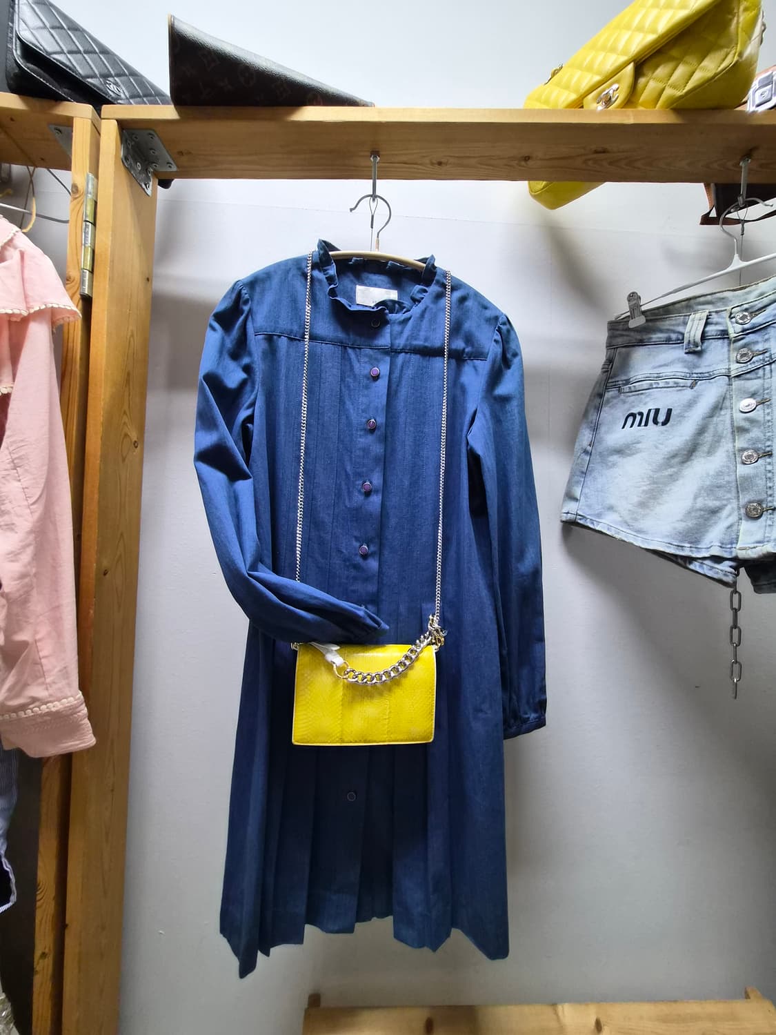 레니본 프릴 데님 원피스 상품이미지1