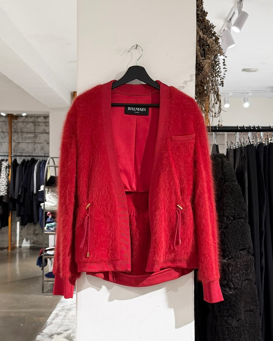 발망 레드 헤어리 앙고라 가디건 상품이미지1