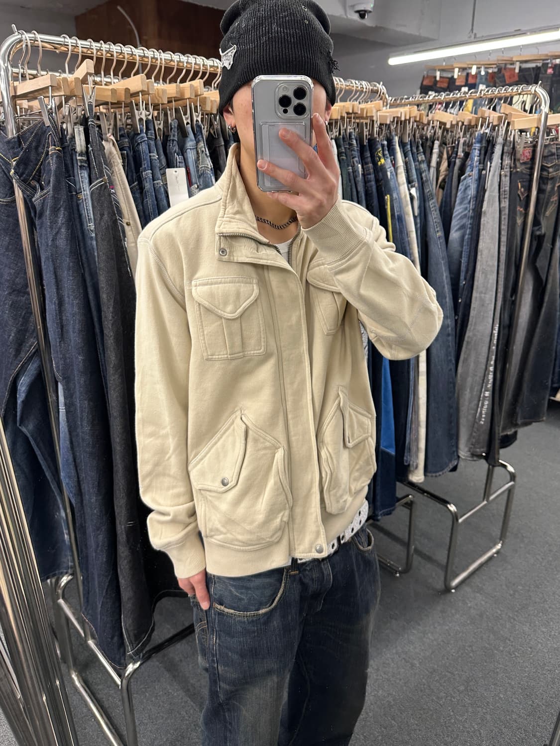 S) 팀버랜드 아이보리 포켓 스웻 집업 상품이미지1