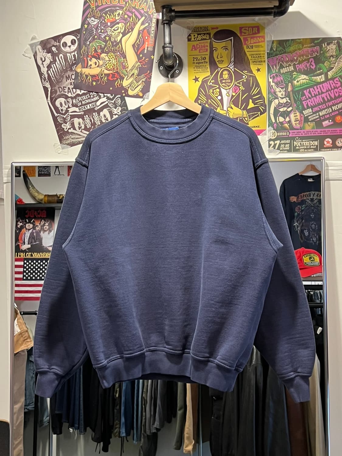 90's [L] PLUMA 러셀 무지 스웻셔츠 블루 네이비 코튼 상품이미지10