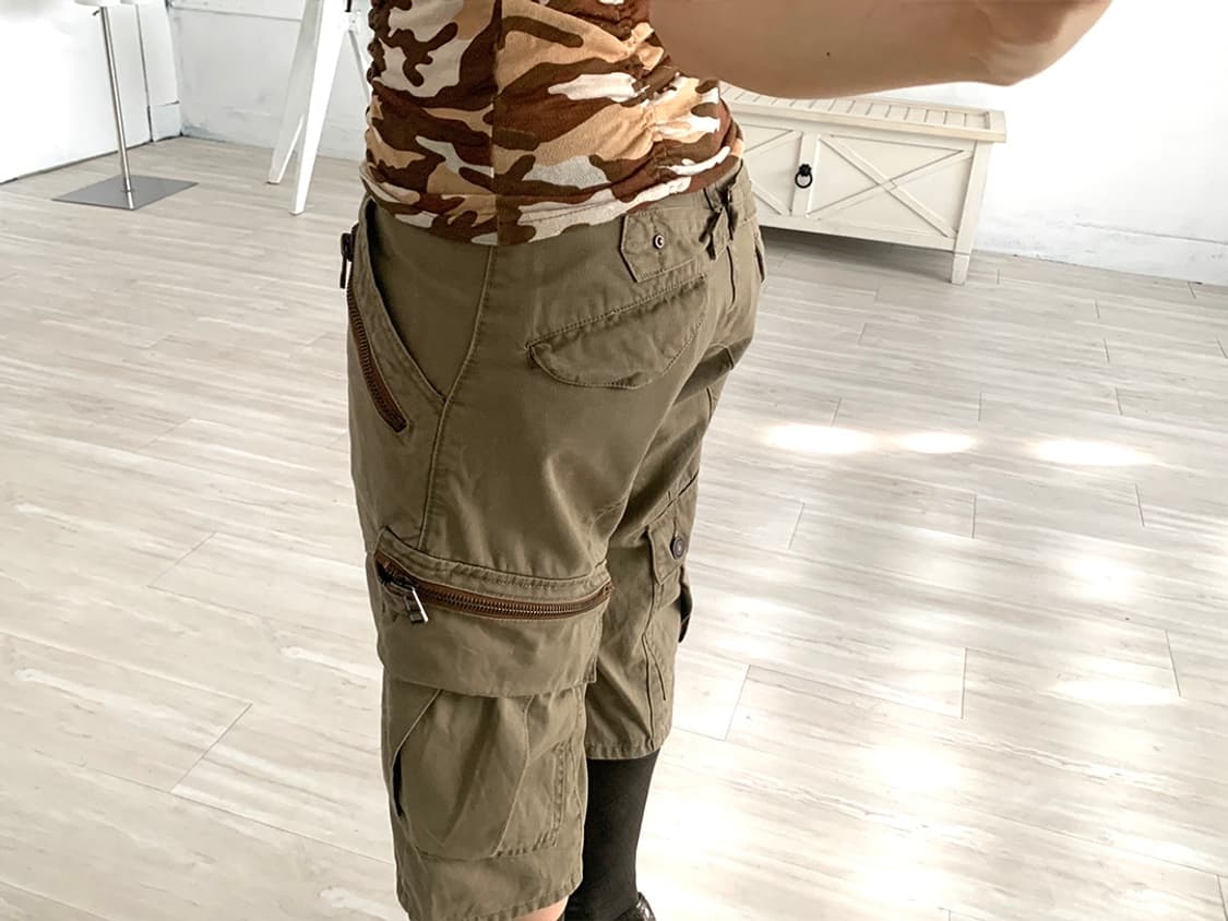 Y2k Beige Pocket Detail Capri Pants 상품이미지6