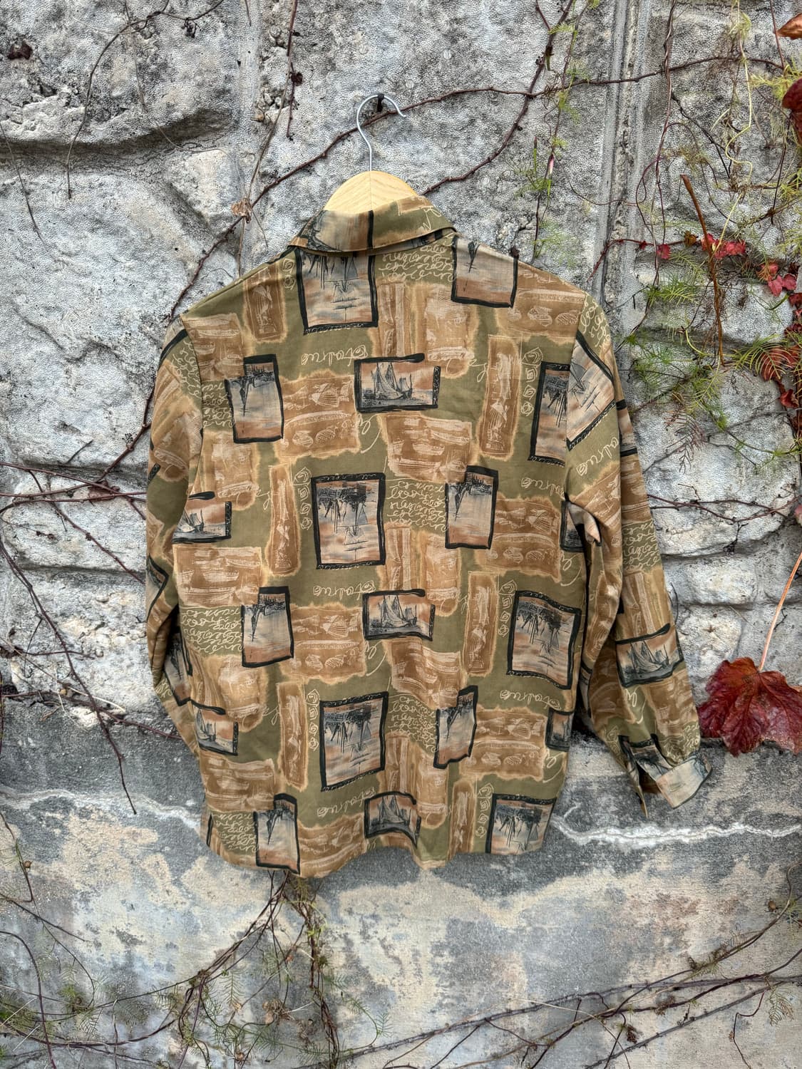 일본 빈티지 코튼 폴리 혼방 에스닉 패턴 셔츠 택달림 상품이미지2