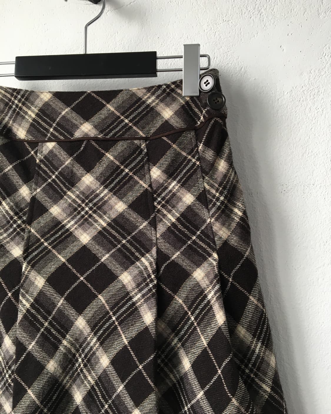 Check pattern woolen pleats skirt 상품이미지3