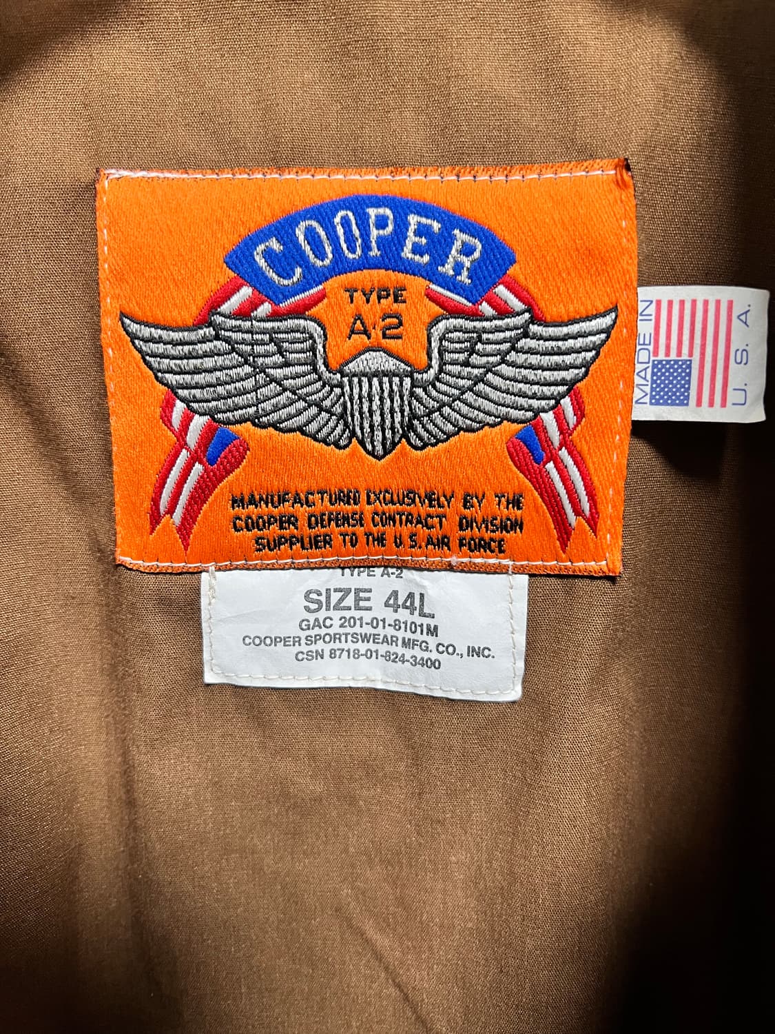 Cooper A-2 Goat leather jacket 44L 상품이미지4