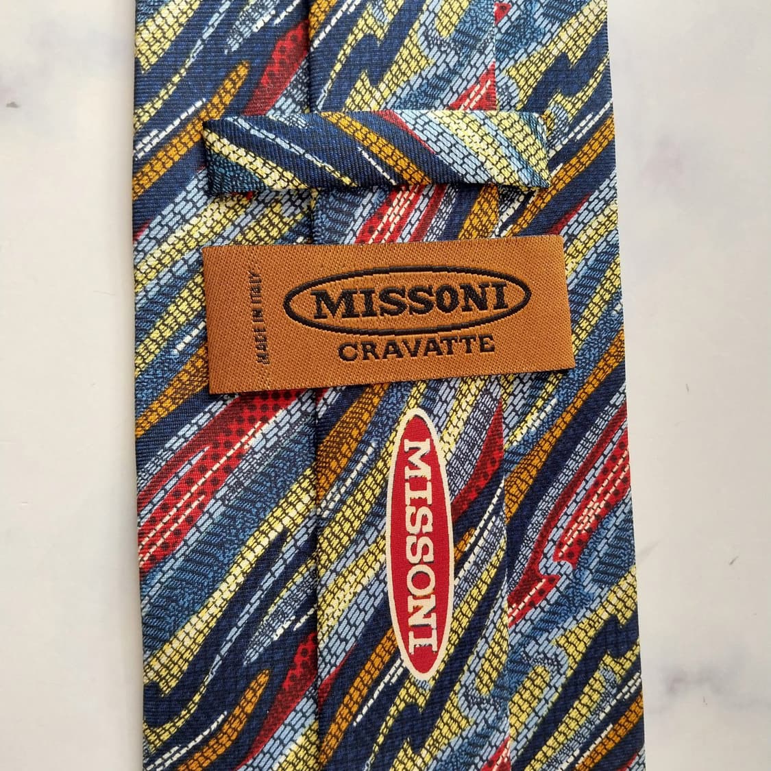 미쏘니 실크 블루 멀티 패턴 넥타이 9.8cm A등급 K2138 상품이미지5