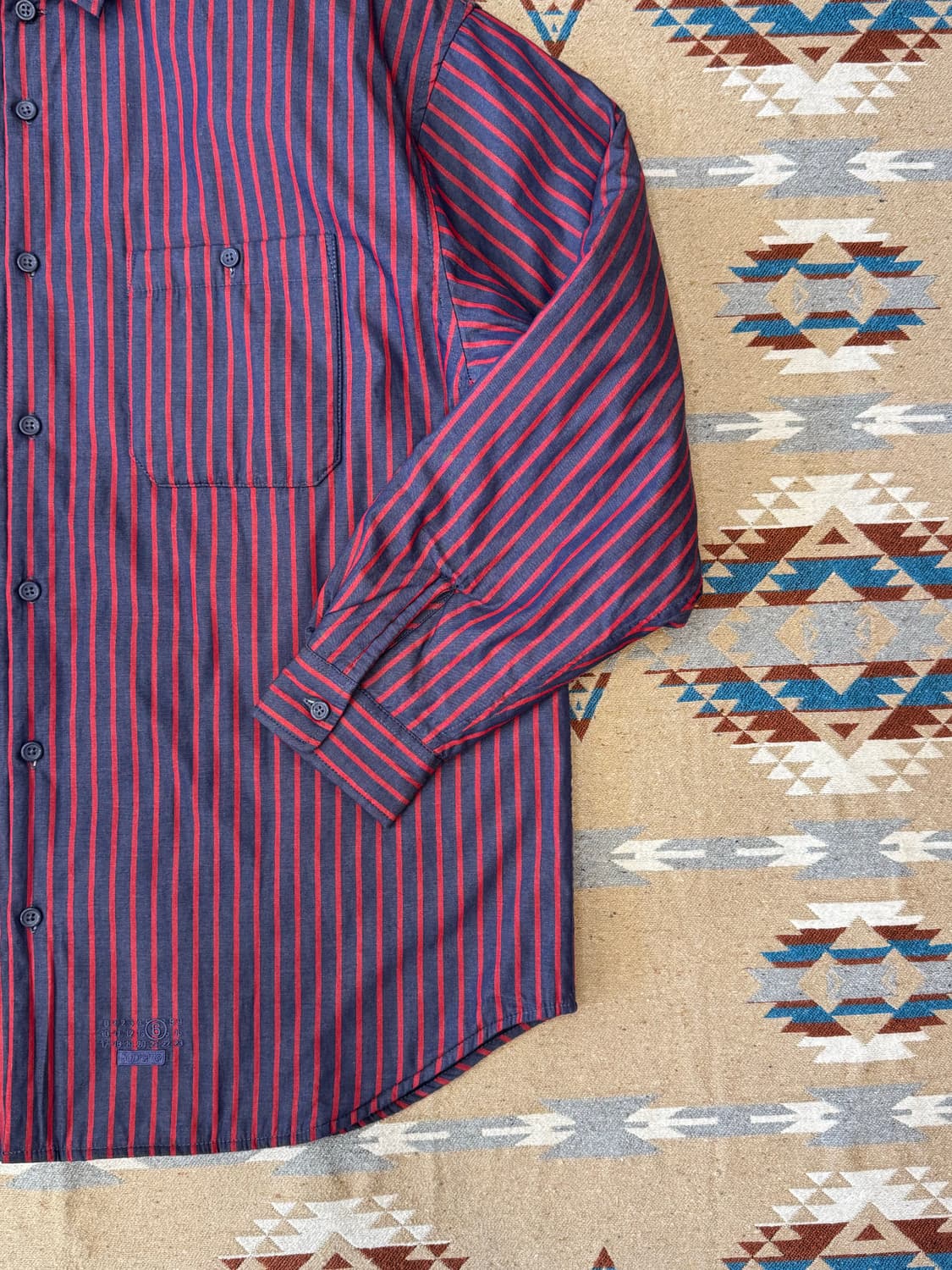 [L] 슈프림 x MM6 메종 마르지엘라 패디드 셔츠 스트라이프 상품이미지3