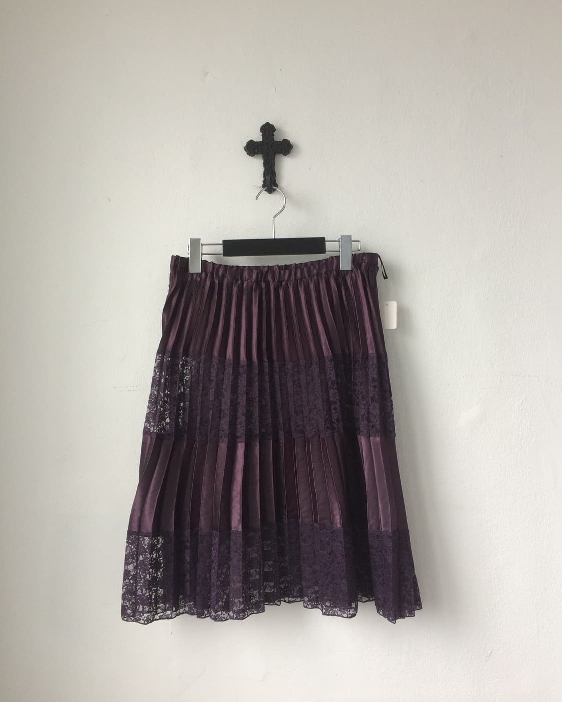 Lace layer pleats midi skirt 상품이미지1