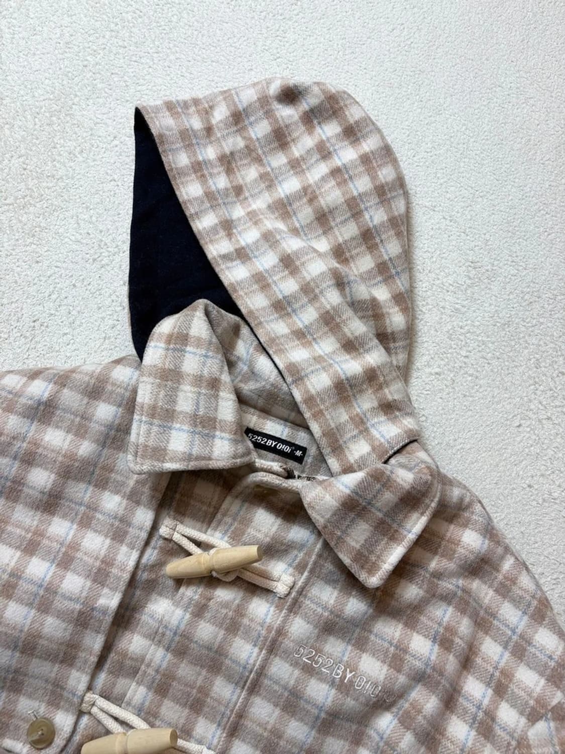 OiOi 오버핏 체크 더플 후디 코트 PN6832 상품이미지4