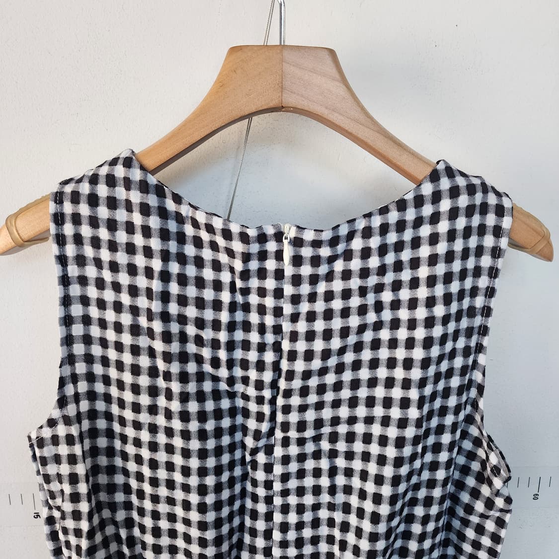 라씨엔토 깅엄체크 롱 원피스 민소매 상품이미지5