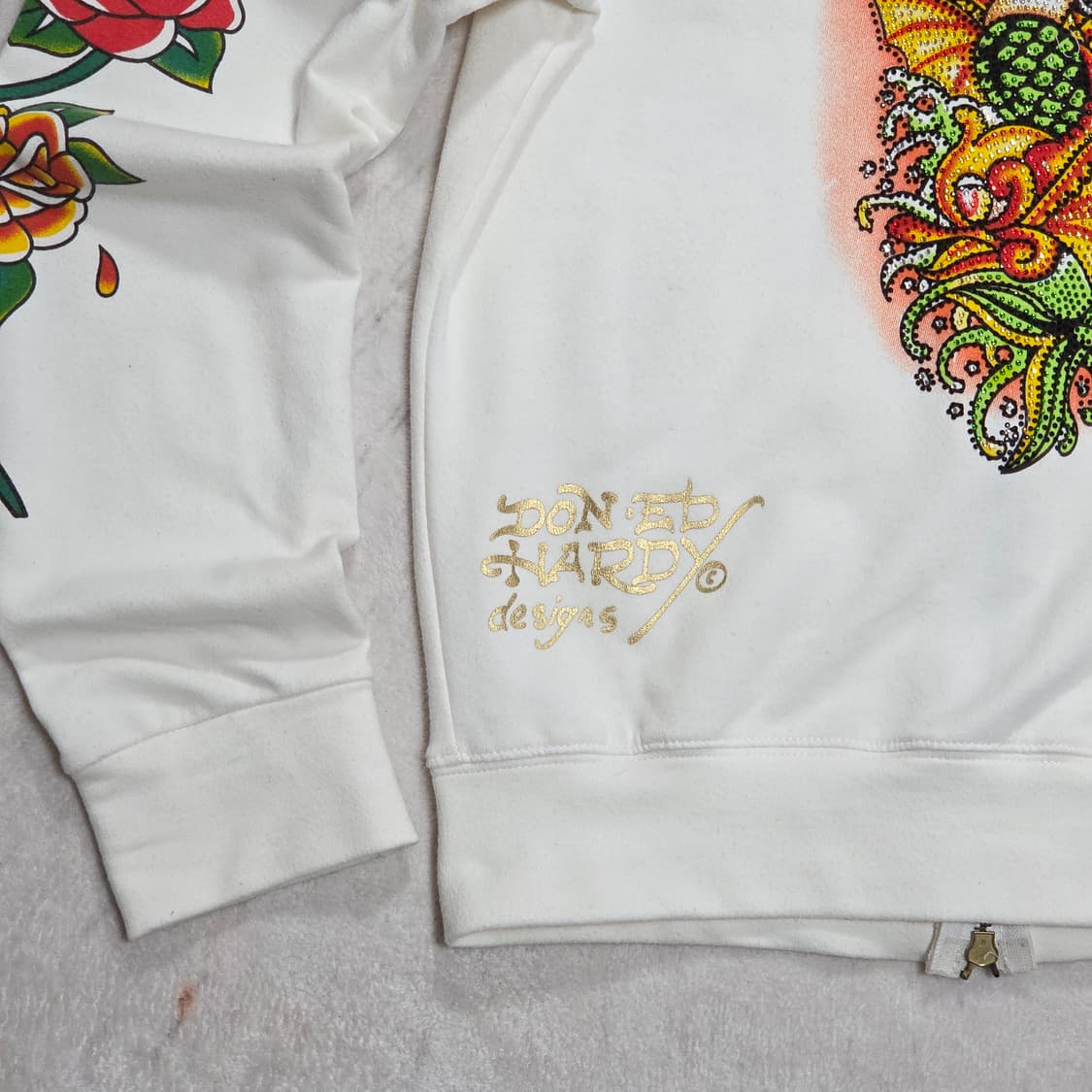 에드하디 올드스쿨 화이트 후드집업 상품이미지3