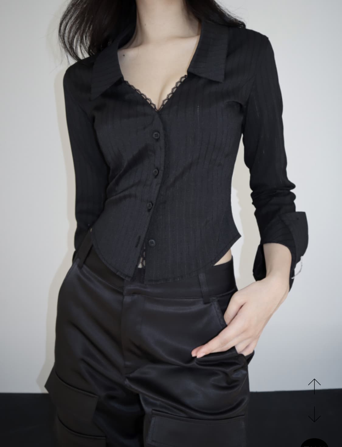 클라따 lace princess shirt, black 상품이미지1