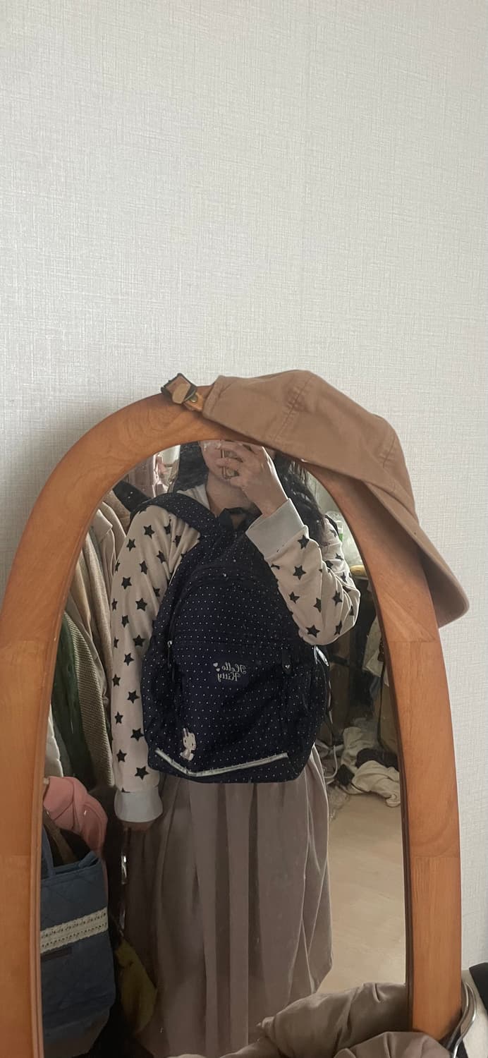 모리걸 빈티지 헬로키티 hello kitty 네이비 도트 백팩💙🤍 상품이미지5