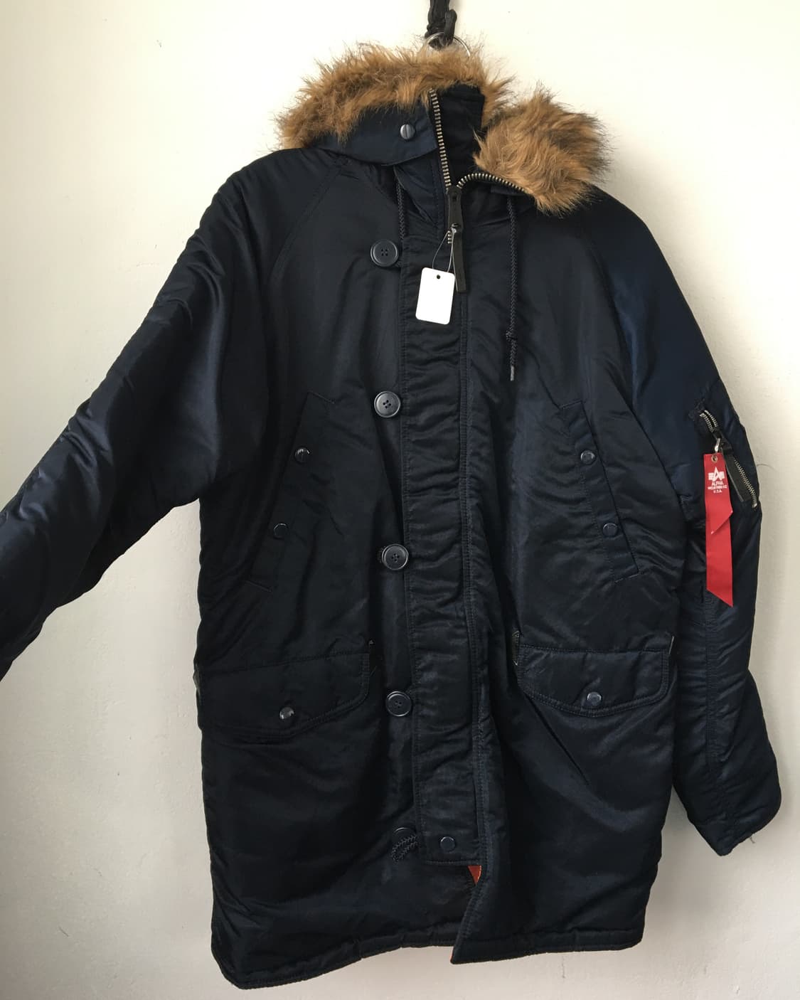 Alpha inderstries navy fake fur hood jum 상품이미지4