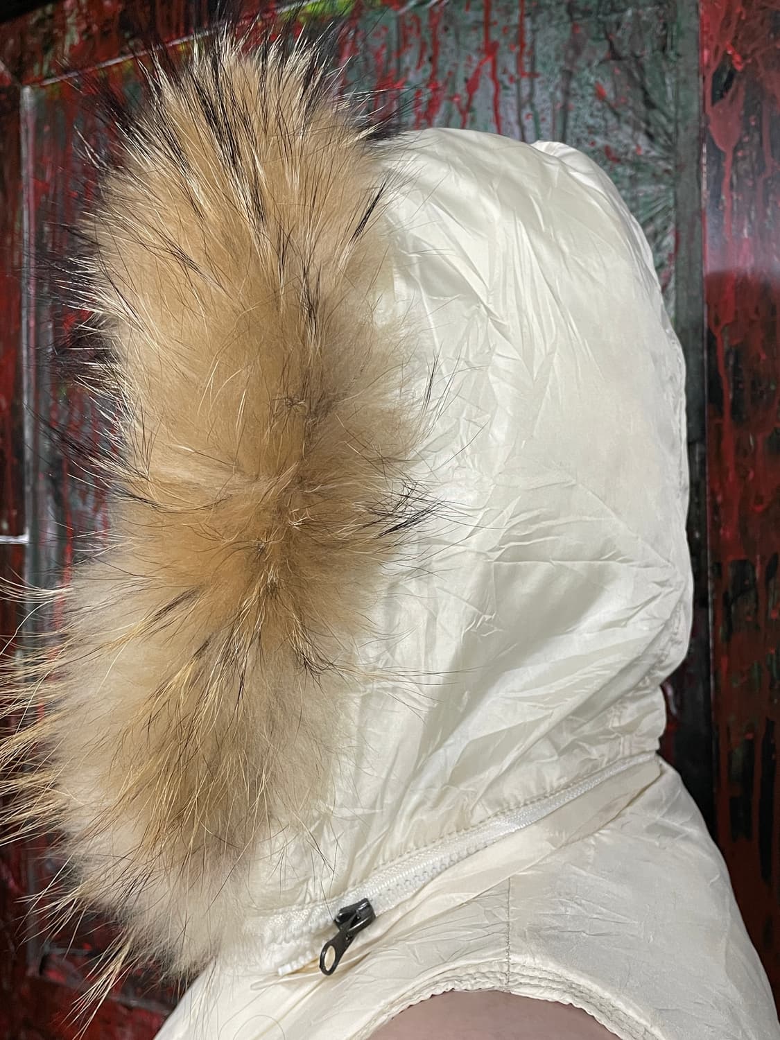 일본 빈티지 퍼 후드 울프죠 갸루 패딩조끼 베스트 L 상품이미지8