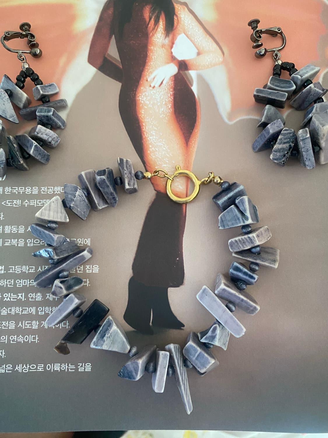 천연석 팔찌 귀걸이 세트 상품이미지2