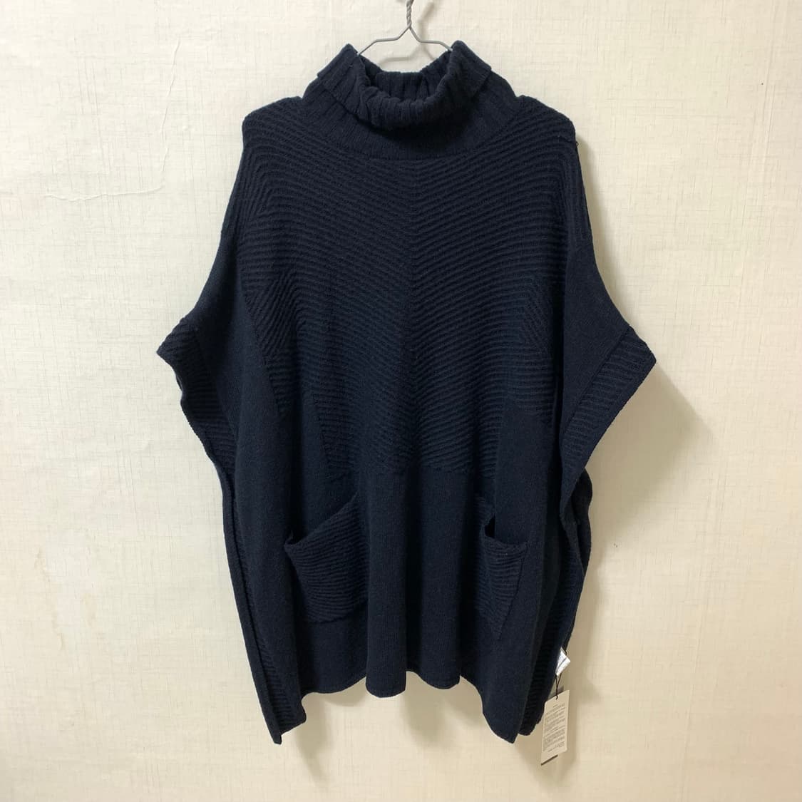 새상품 J by 정구호 네이비 울 캐시미어 니트 판초 터틀넥 모 케이프 상품이미지1