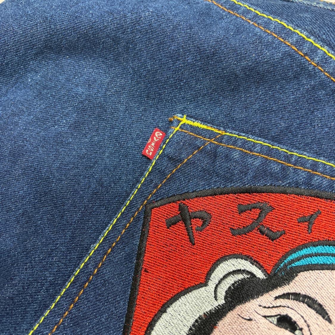 에비수(Evisu) 재팬 야마네 페이스 자수 데님 반바지 버뮤다 팬츠 상품이미지6