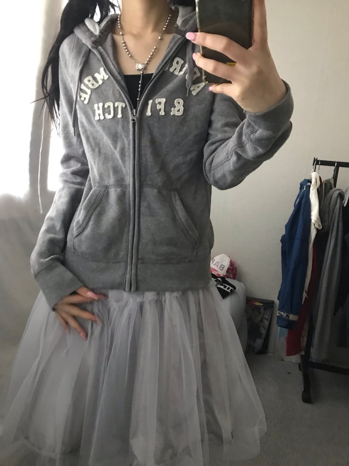 아베크롬비 그레이 딱붙핏 후드집업 상품이미지4