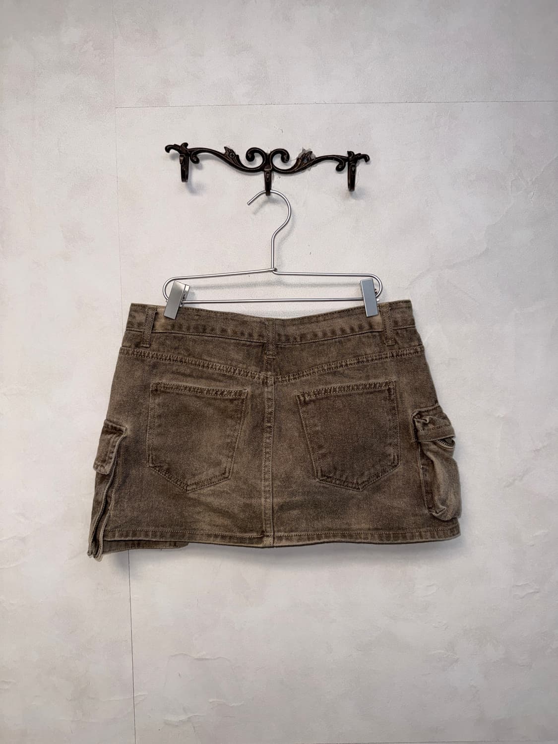 Brown denim multi pocket cargo skirt 상품이미지4