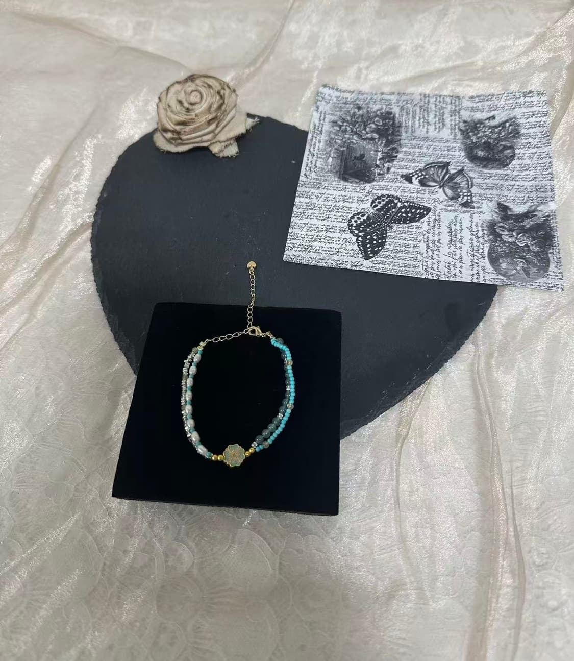 빈티지 터키석  담수진주 레이어드 팔찌 상품이미지1