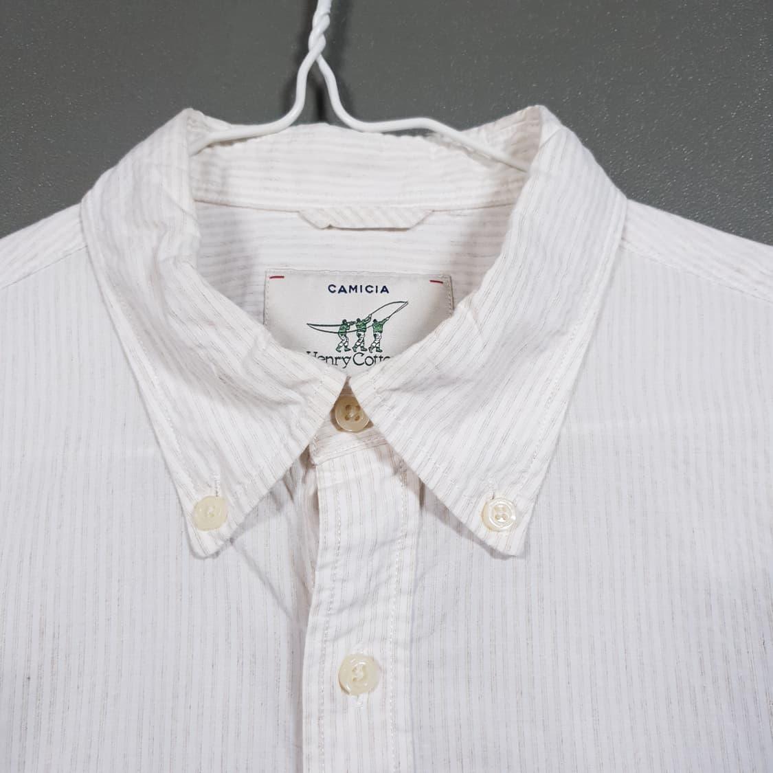 95 (M) 헨리코튼 신형 린넨 믹스 버튼다운 스트라이프 셔츠 컴포트핏 상품이미지4