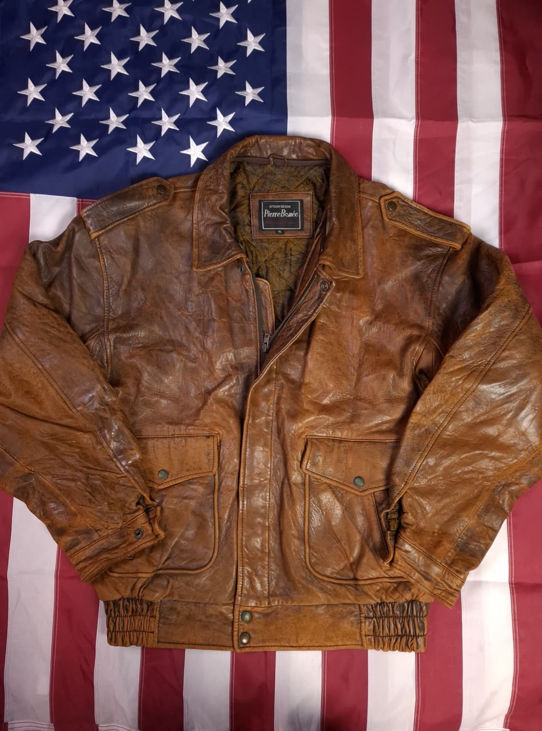 80's 일본판 빅사이즈 밀리터리 리얼레더 봄버자켓 상품이미지1