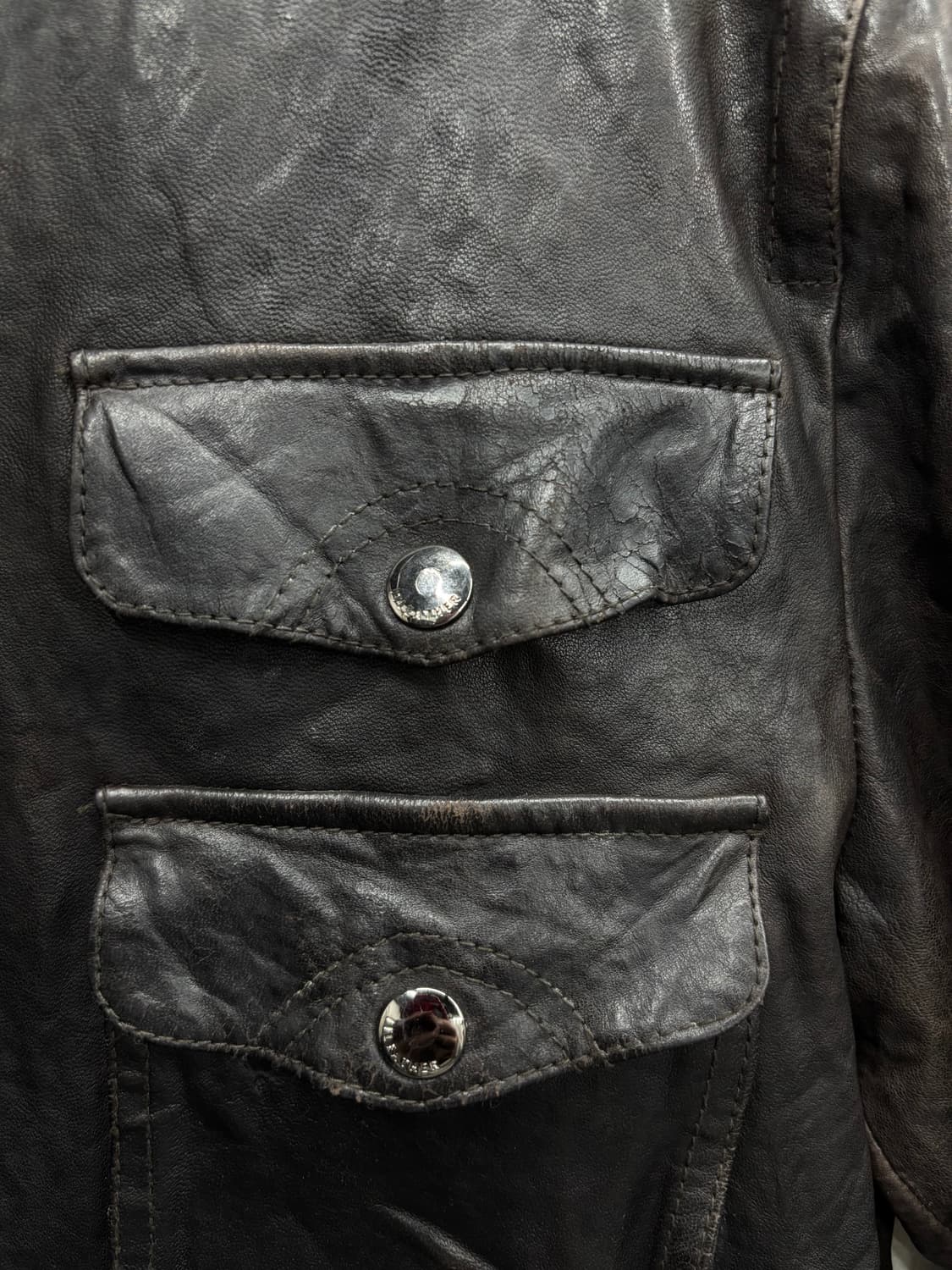VTG 넥버클 브라운 가죽 자켓 상품이미지7