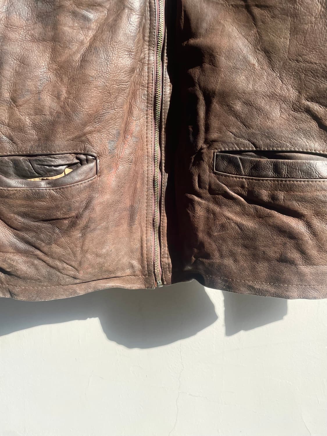 Vintage Brown Real Leather Work Jacket 상품이미지4