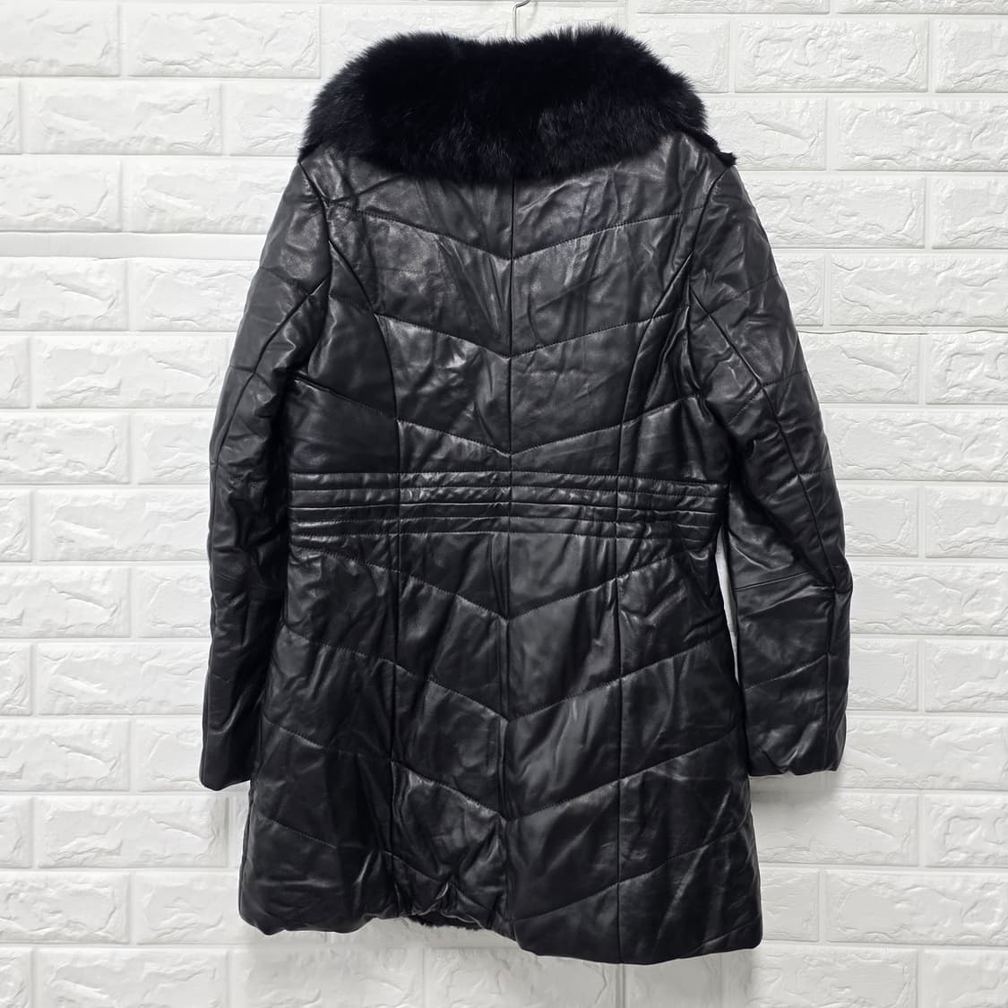 택포) 마드모아젤 밍크 다운패딩 양가죽 코트 M 상품이미지4