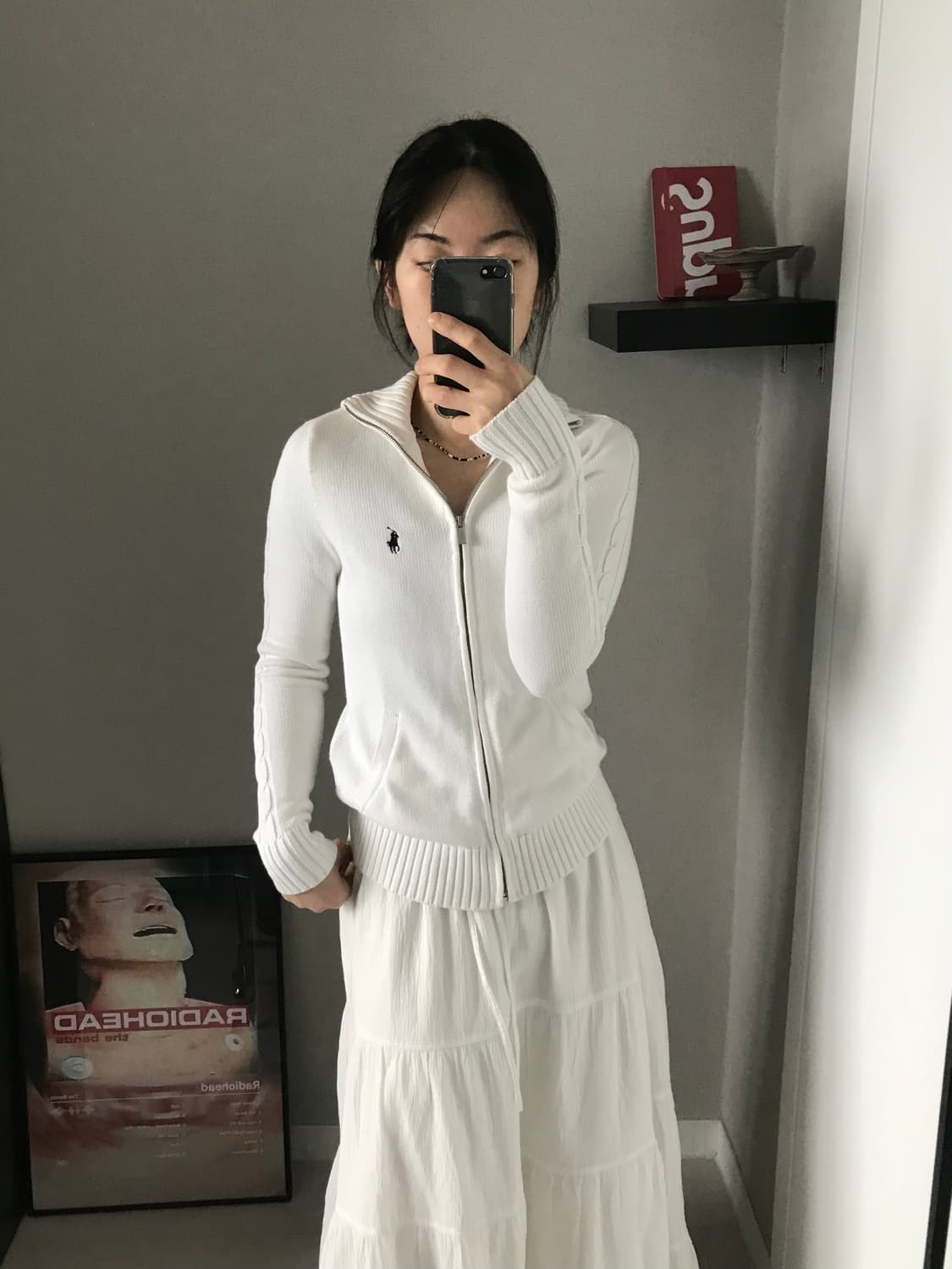 폴로 랄프로렌 포니 로고 화이트 니트집업 상품이미지4