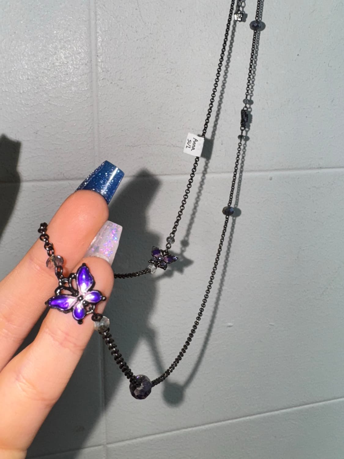 안나수이 큐빅 나비 오리엔탈 레이어드 목걸이 (투줄레이어 가능) 상품이미지1