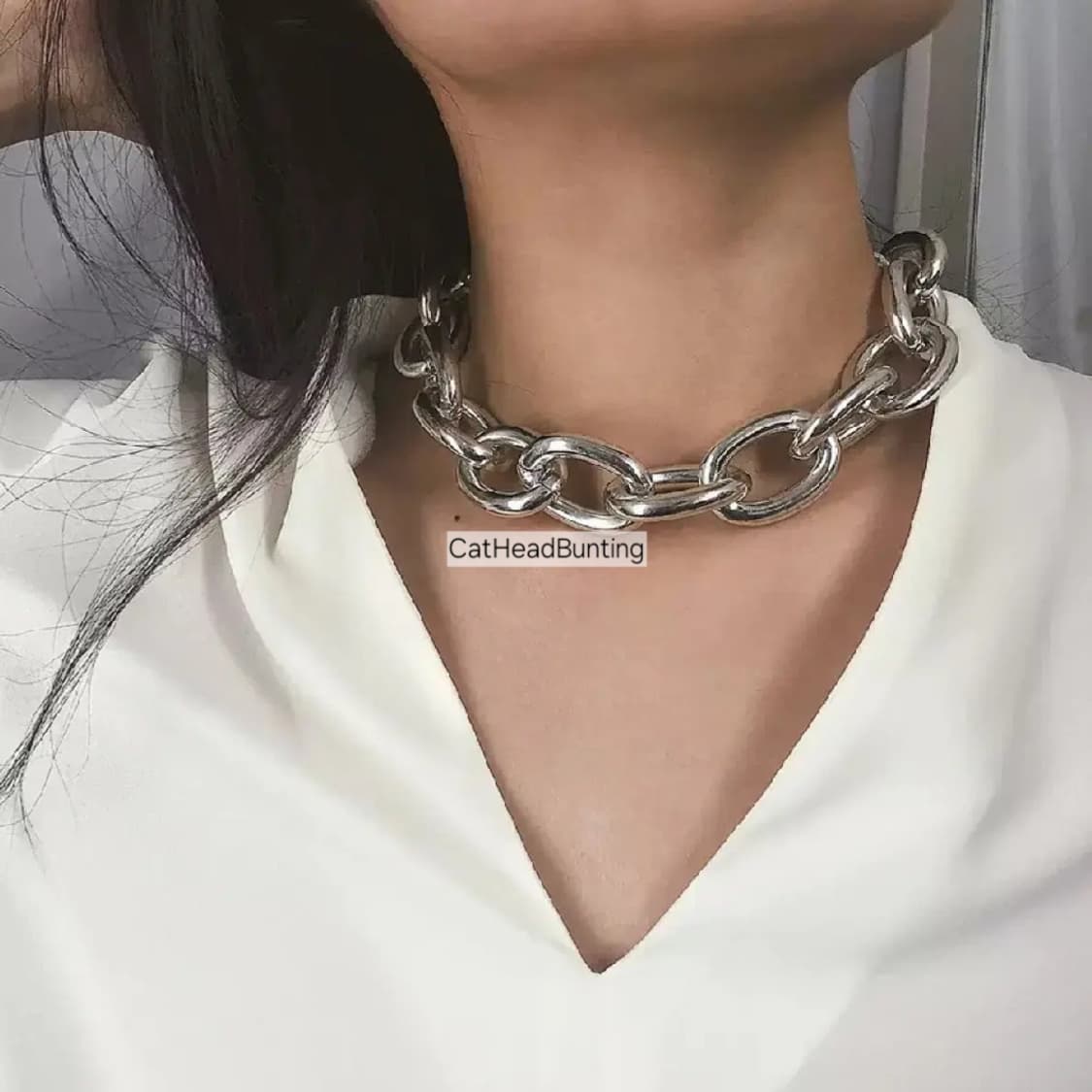UNISEX 핀터깔 볼드 할로우 체인 목걸이 새상품 상품이미지6
