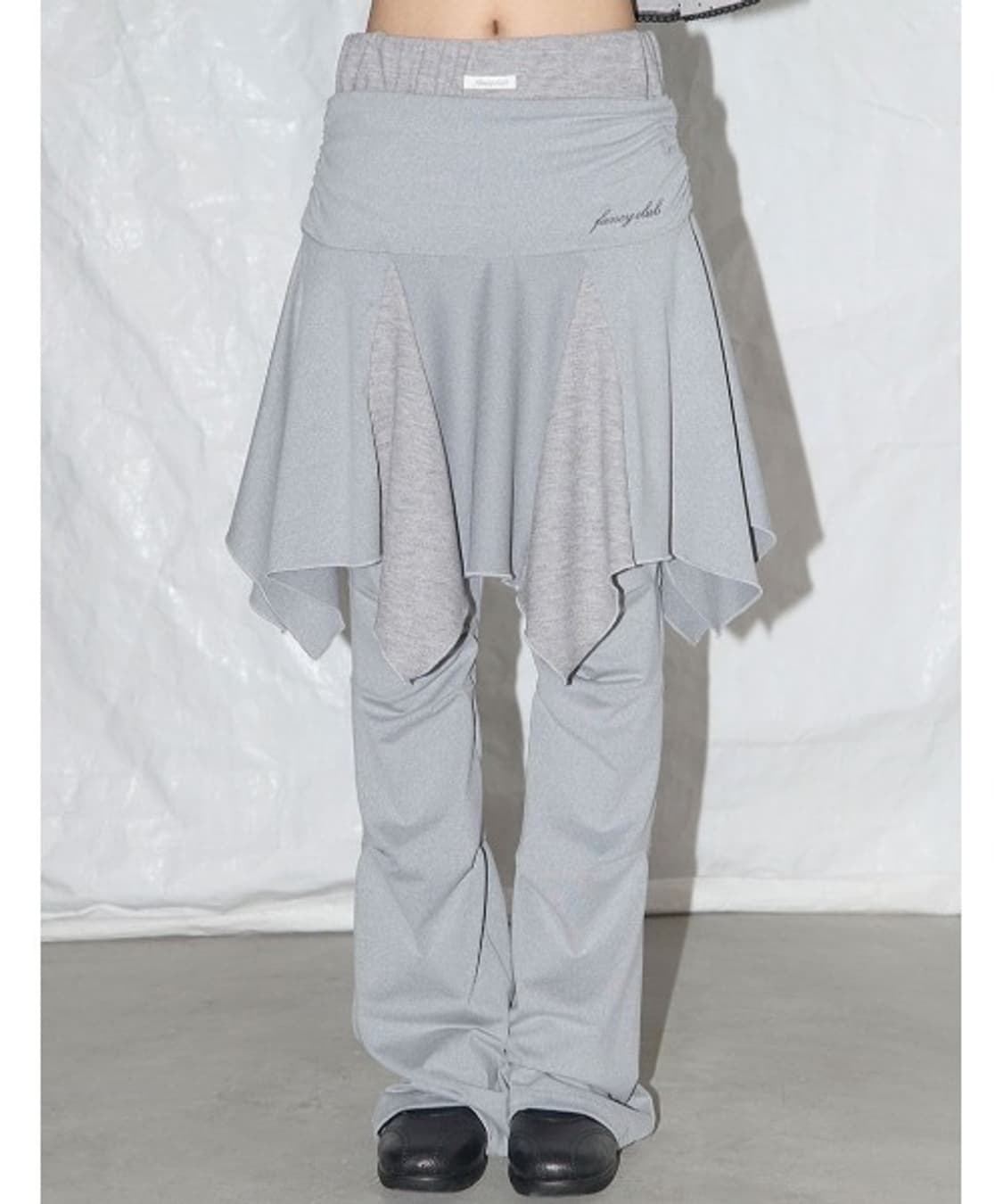 팬시클럽 언발란스 스커트 레이어드 핀턱 팬츠 그레이 상품이미지1