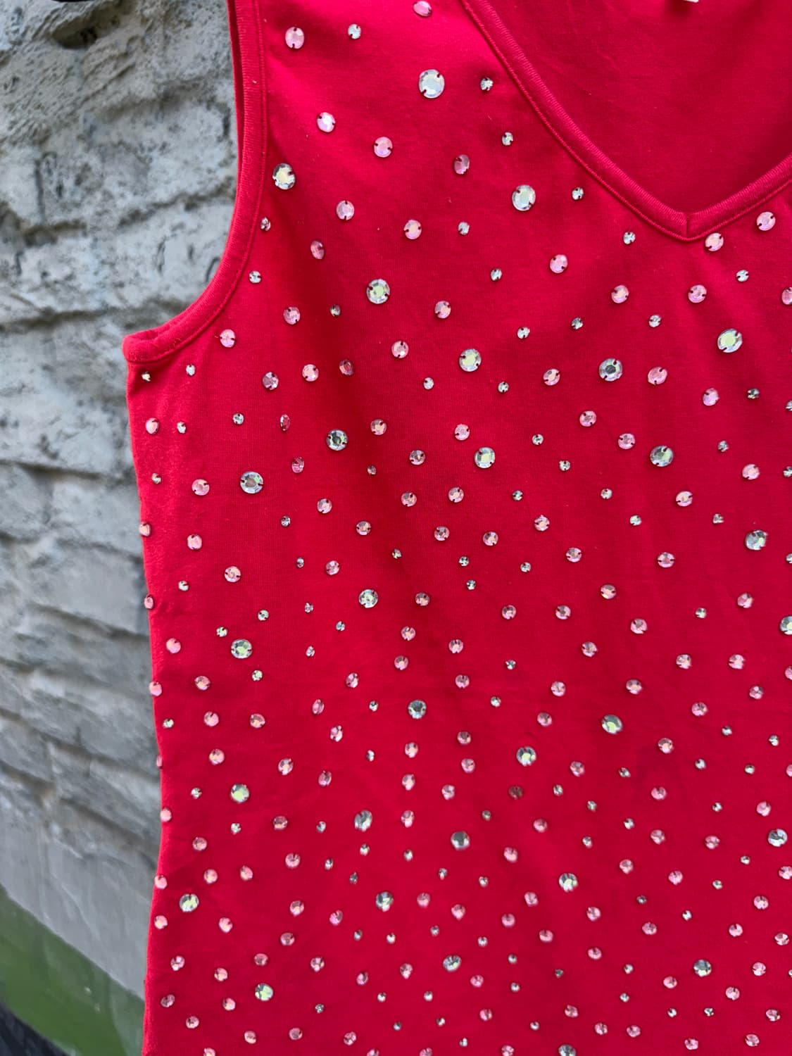 beads red sleeveless 비즈 레드 슬리브리스 나시 상품이미지3