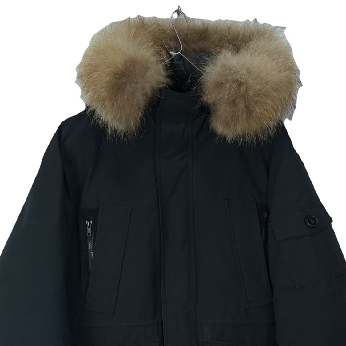 [에스피오나지] 덕다운 라쿤퍼 오버핏 후드 야상 패딩 블랙 M18327 상품이미지4