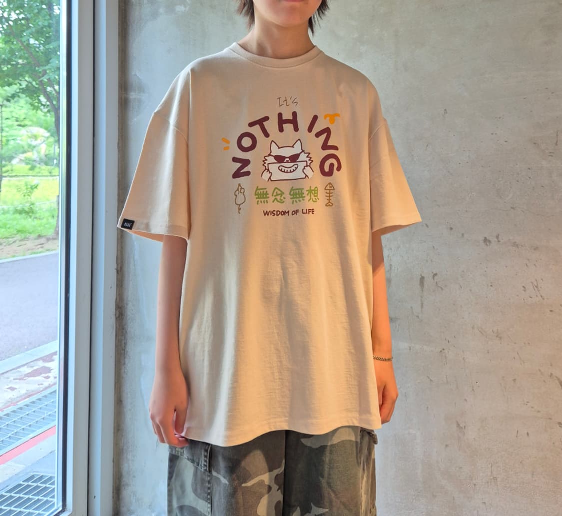 힙캣 NOTHING 그래픽 오버핏 티셔츠 (크림) 상품이미지2