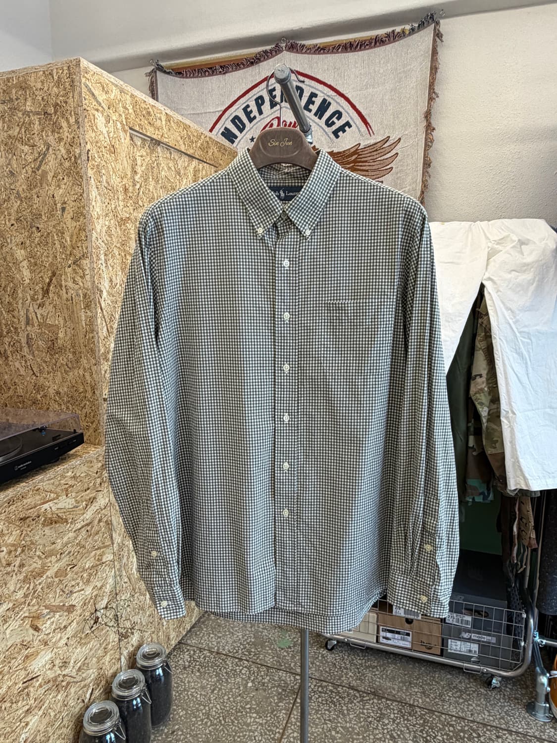 랄프로렌 깅엄체크 셔츠 그린 상품이미지1