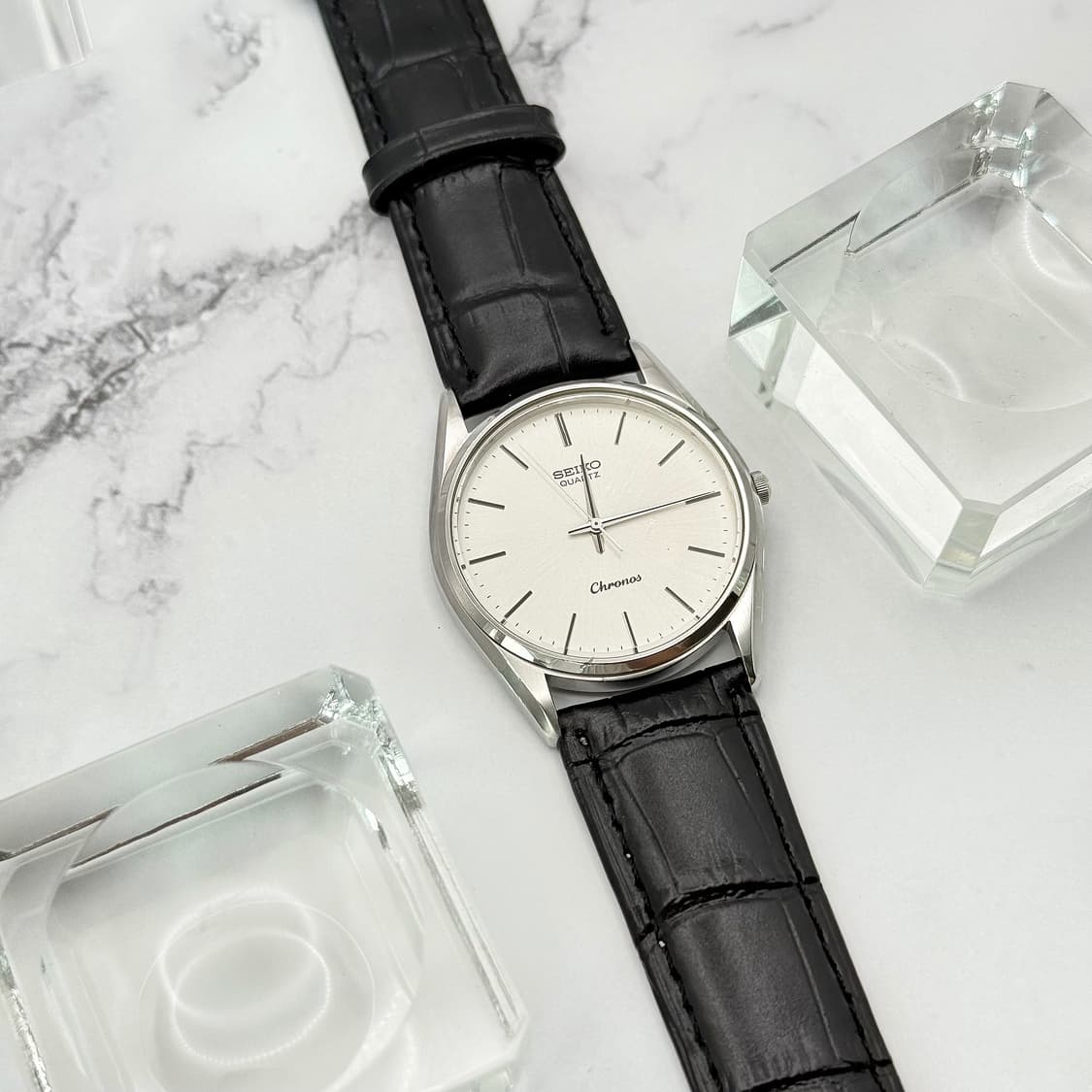 70s80s 빈티지 세이코 크로노스 실버 썬레이 드레스 워치 상품이미지7