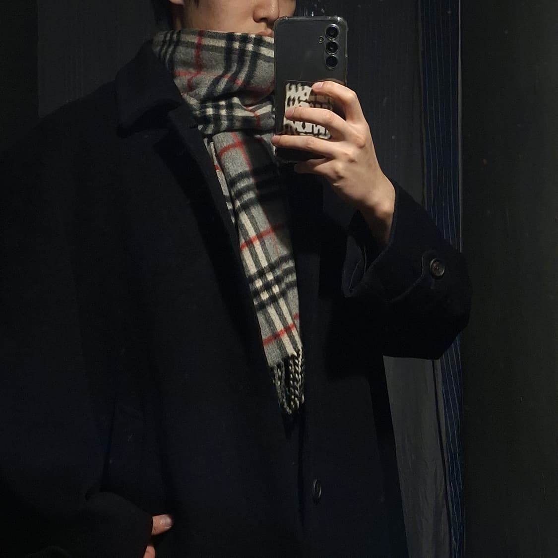 버버리 그레이 블랙 레드 노바체크 아메카지 캐시미어100 머플러 목도리 상품이미지2