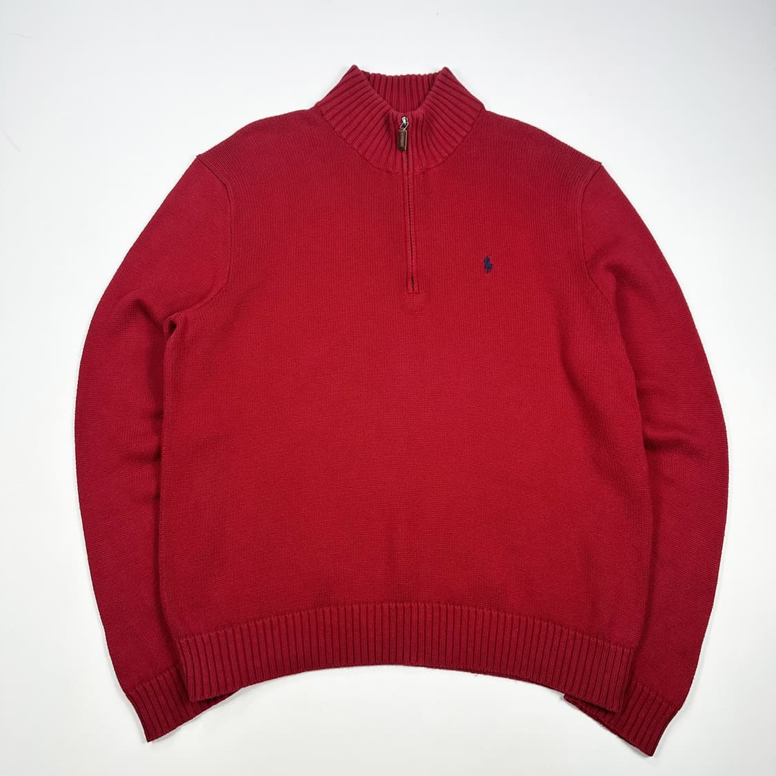 폴로 랄프로렌 클래식 반집업 니트 버건디 레드 L 상품이미지1