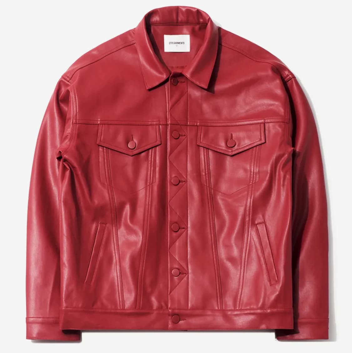 큐티에잇 가먼츠  비건레더 트러커자켓 레드 상품이미지2