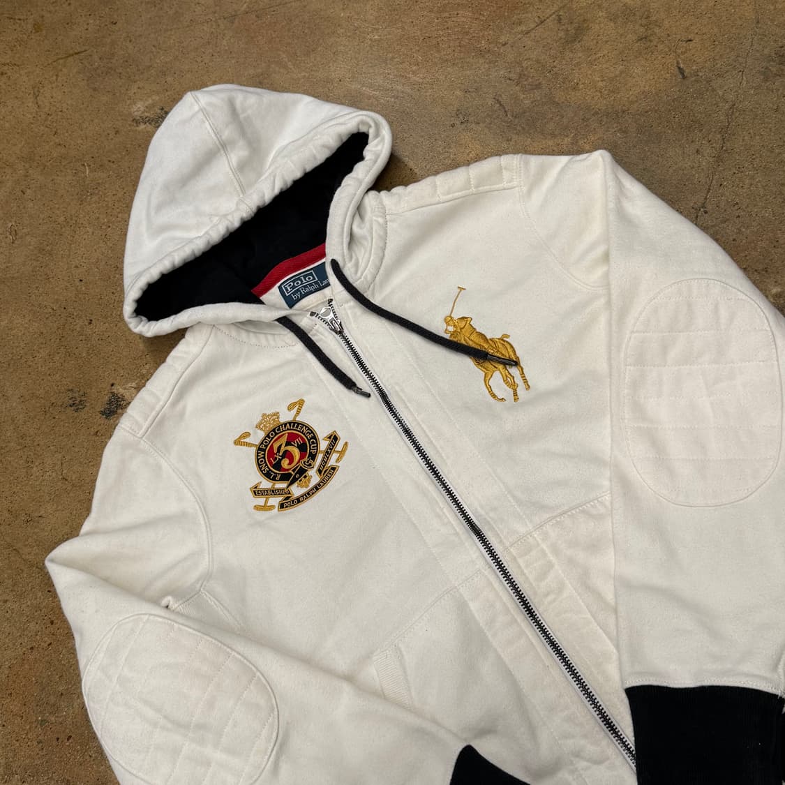 폴로 랄프로렌 화이트 골드 흰골 빅포니 후드집업 상품이미지2